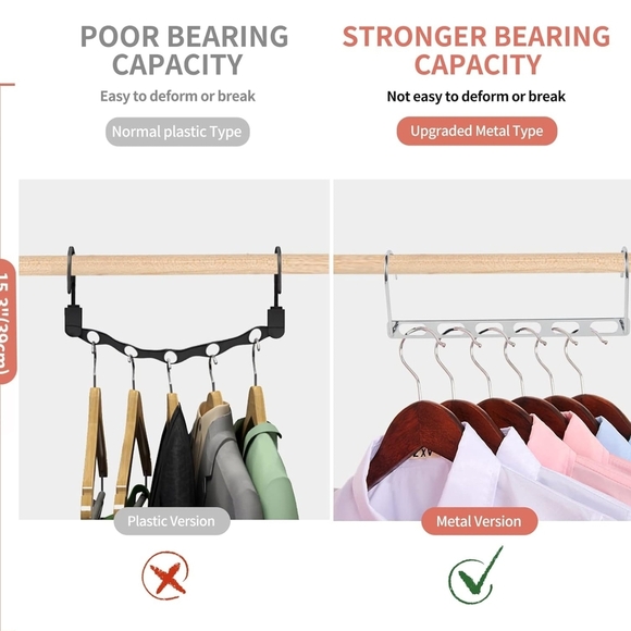 16 Space Saving Metal Hangers Closet Organizers Storage Collapsible Heavy Duty - Picture 8 of 9